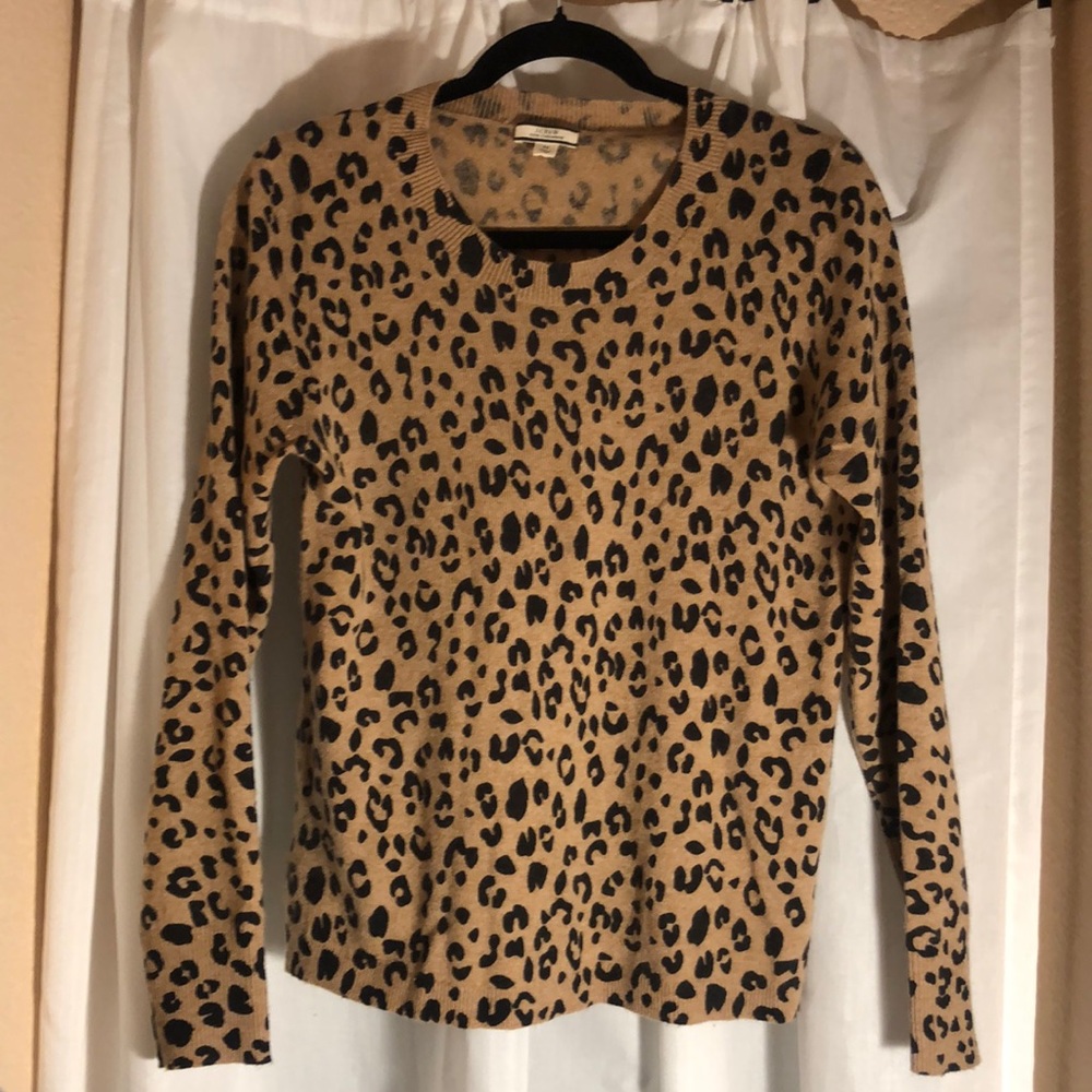NWOT Cashmere J.Crew Leopard Print Sweater